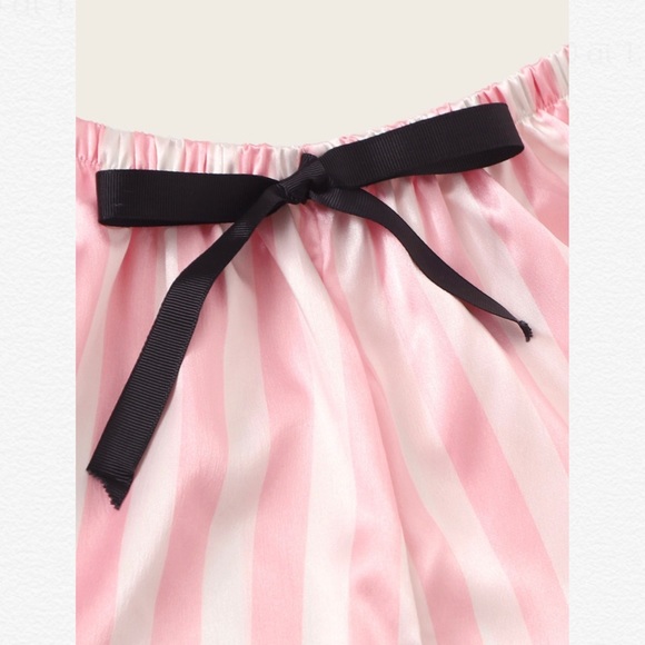 4 Piece Striped Satin Pajama Set - Picture 5 of 6